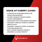 Bucked Up Woke AF Pre-Workout Powder, Increased Energy, Cherry Candy, 333 mg Caffeine, 20 Servings