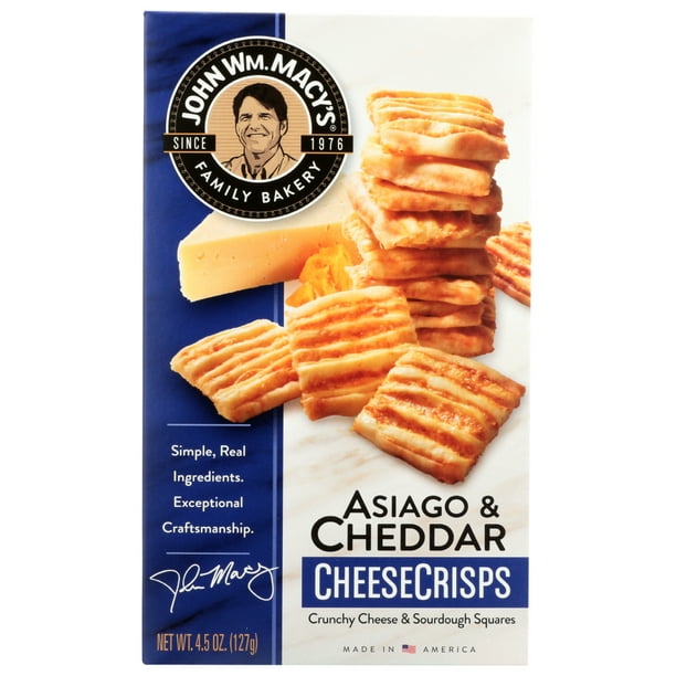 John Wm Macy's Cheese Crisps Cheddar And Asiago, 4.5 Oz, Pack Of 12
