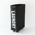 thumbnail image 5 of Cesta de lavandería plegable de tela Oxford, cesta de almacenamiento de fácil instalación con poleas de malla, color negro, 5 of 5