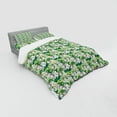 thumbnail image 3 of Botanical Duvet Cover Set, Summer Revival Flourishing Lily Petal Buds Beauty Damask Leaves Pattern, Bedding Set with Shams and Fitted Sheet, 3 Sizes, by Ambesonne, 3 of 3