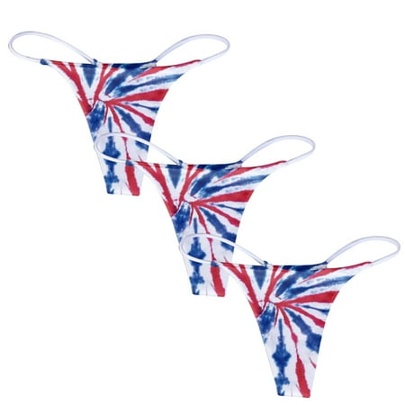 

No Show Underwear for Women 3Pc Printed Breathable Thong Hipster Panties for Women Blue XL