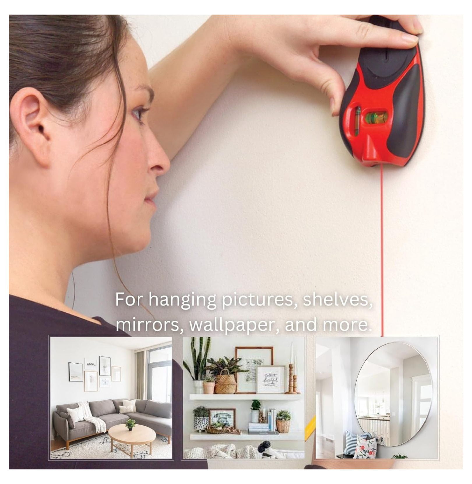 - 810 Prolaser Nail Gripper - Laser Level - with Magnetic Wristband, Built-in Nail Gripper & Pressure Activated On/Off - for Horizontal and Vertical Alignment - 20’ Range - Red