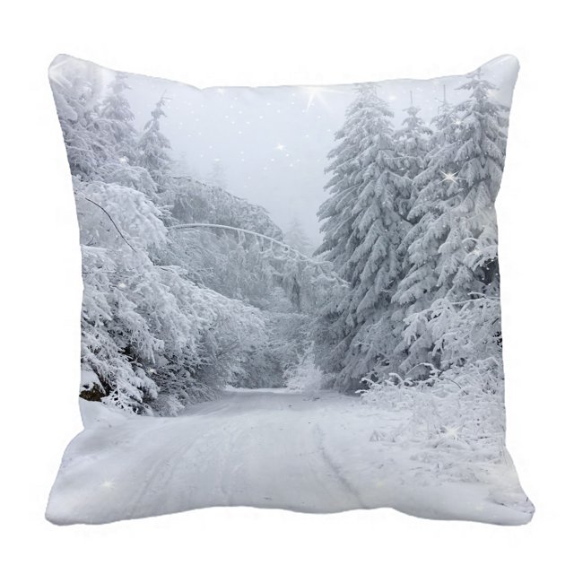 Funda de almohada ABPHQTO Magic Christmas Snowy Fir Trees 45x45 cm