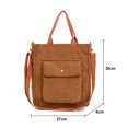 thumbnail image 2 of Women's Cute Corduroy Handbag Canvas Crossbody Bag School Zipper Shoulder Bag - Pink+Grey+Brown, 2 of 5