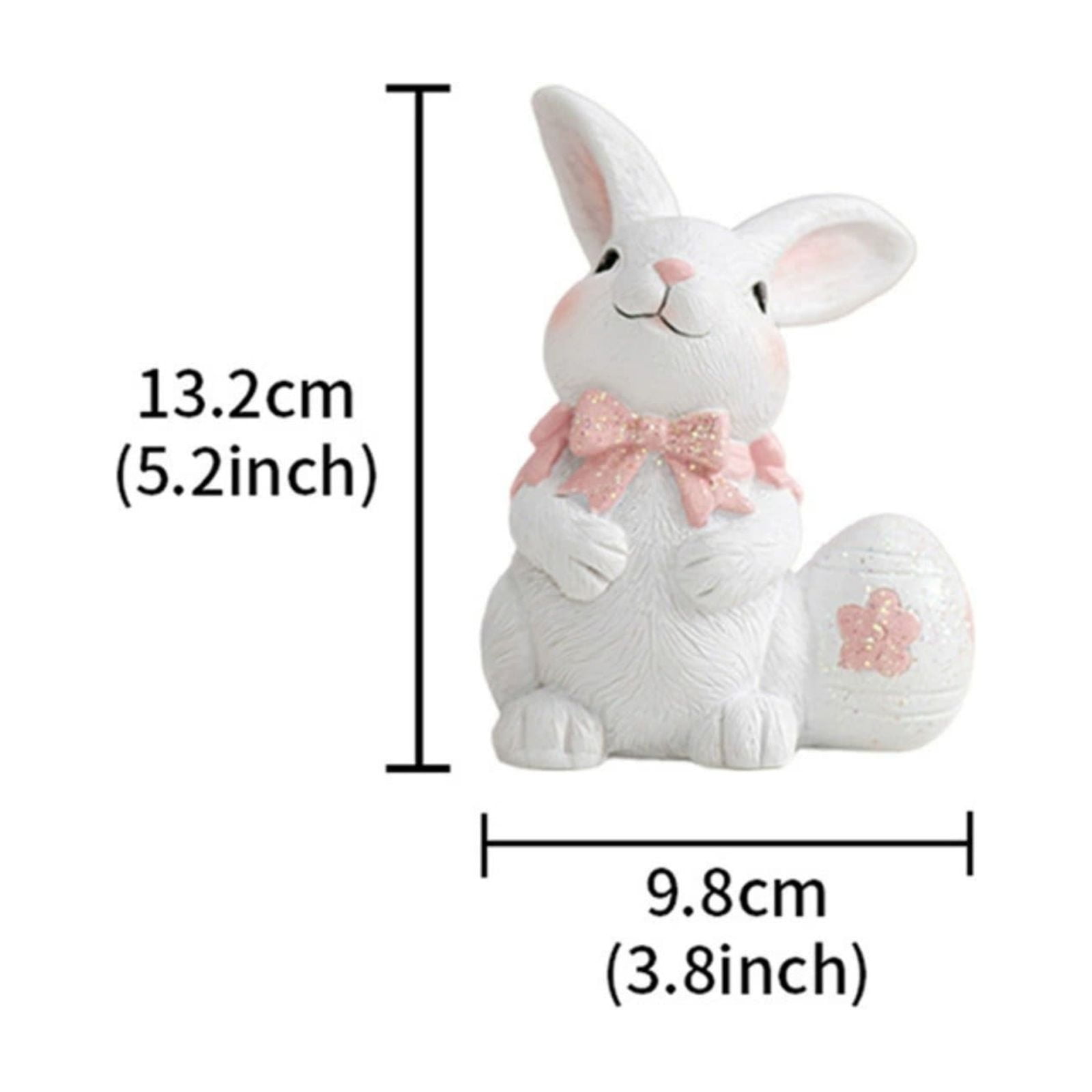 Resin Easter Bunny Holding Eggs White Adorable Rabbit Easter Egg Home Decor Ornament