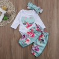 thumbnail image 3 of Bébé 3PCS Manches Longues Romper Long Floral Pantalon Arc Bande de Cheveux Ensemble, 3 of 10
