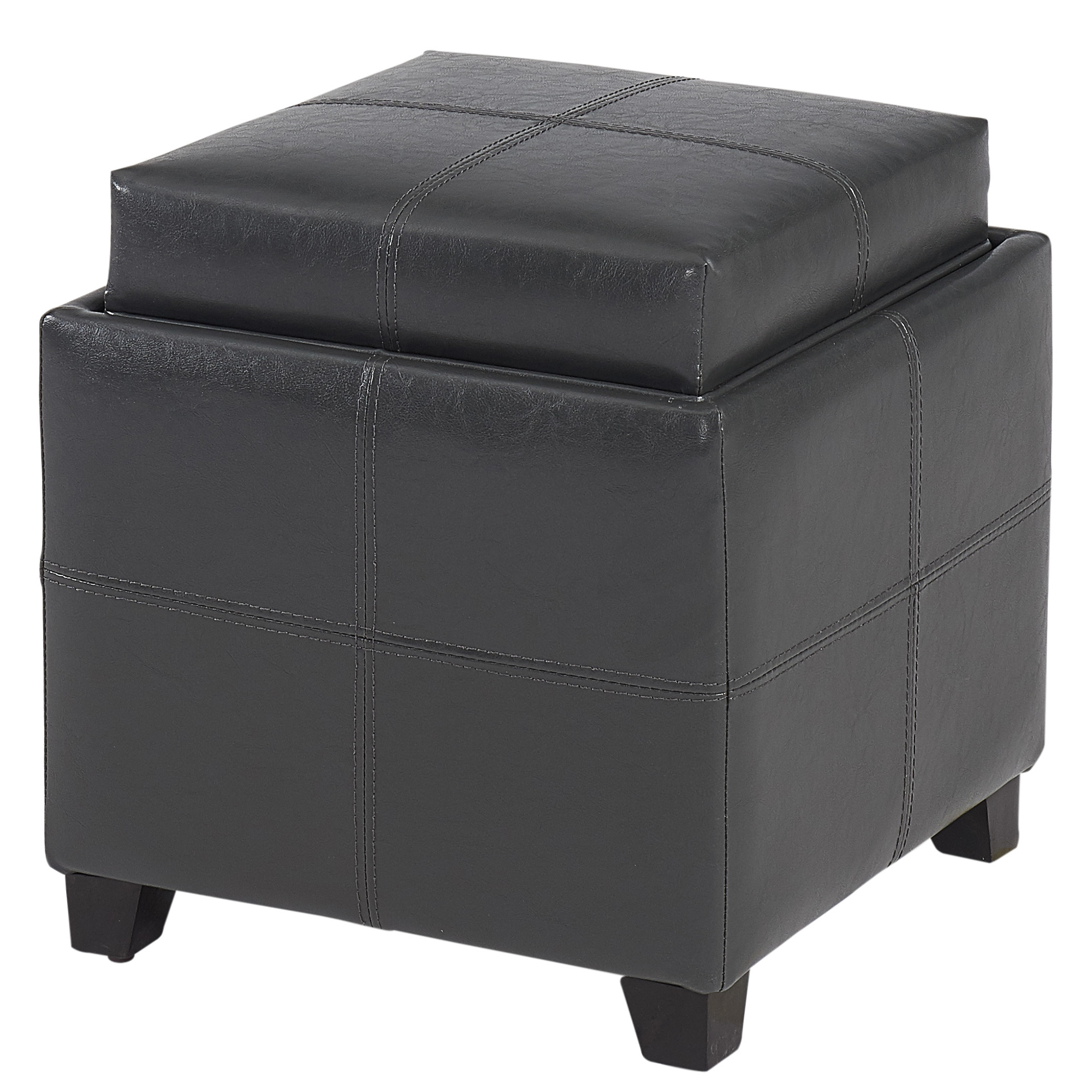 Faux Leather Storage cube with Reversible Tray Lid, Grey