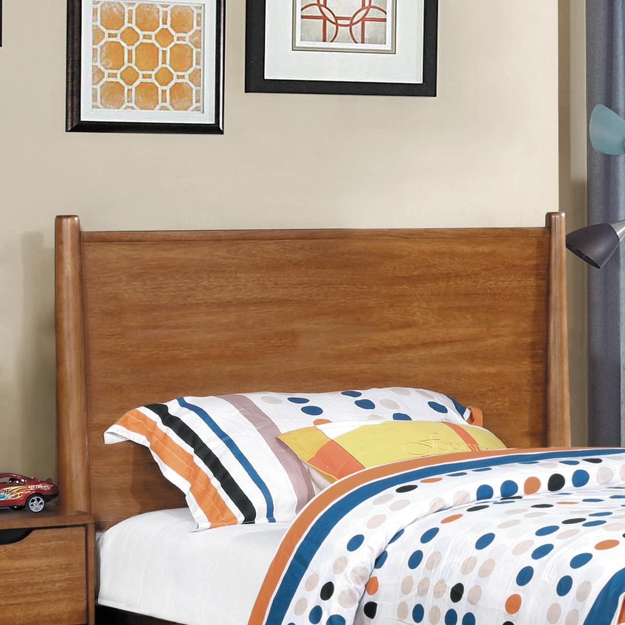 Furniture of America Farrah Mattress Ready Wood Oak Twin Kids Bed