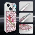 thumbnail image 4 of Compatible with iPhone 15 Bling Diamond Case Sparkle 3D Crystal Rhinestone Glitter Case Luxury Cute Butterfly Floral Case Women Girly Soft TPU Bumper Shockproof Phone Cover, Pink, 4 of 12