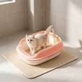 thumbnail image 6 of HOARBOEG Semi-Enclosed Cat Litter Box with Top Entry Lid and High Sides, Odor Control Covered Kitty Litter Pan with Scoop Filter for Anti Scatter, Indoor Cat Toilet Pink, 6 of 6