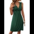 thumbnail image 2 of Vestidos de Verano para Mujer, con Escote en V y Nudo Frontal, Sin Mangas, Corte A, para Fiestas en la Playa o Vacaciones Verde L, 2 of 9