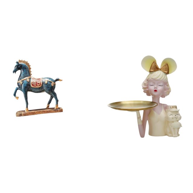 Escultura de caballo de pie con bandeja para guardar llaves, adorno de escritorio de arte moderno para sala de estar, estantería, mesa, dormitorio, en