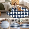 thumbnail image 5 of Bohemia Round Area Rug 8Ft Washable Large Circle Rugs for Living Room Dorm, Minimalist Geometric Pattern Abstract Dark Blue Non-Slip Carpet Floor Mats Indoor Outdoor Carpet Runner Home Decor, 5 of 8
