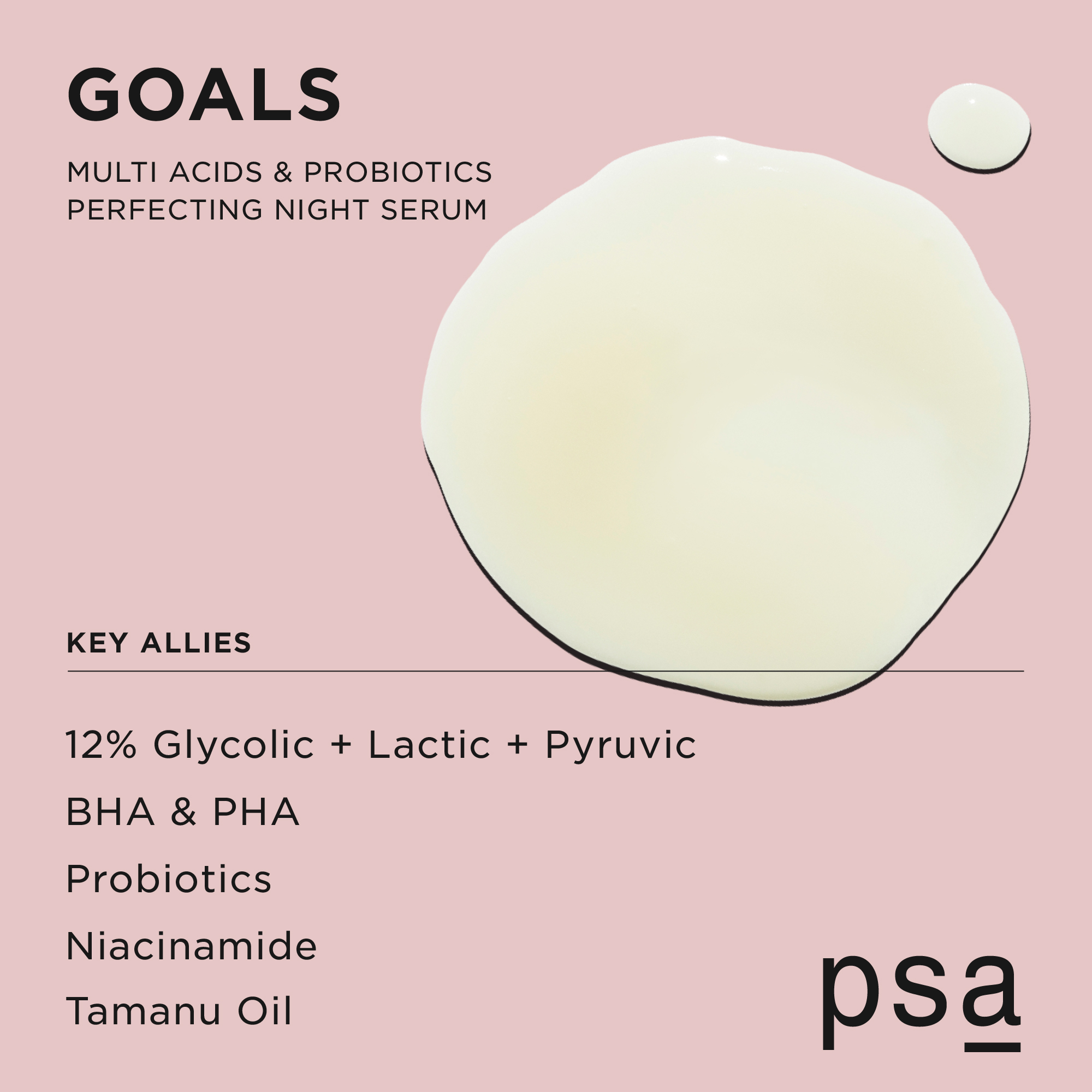 PSA Goals Multi Acids & Probiotics Perfecting Night Serum 1oz/30ml