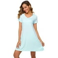 thumbnail image 3 of WiWi Soft Bamboo Nightgowns for Women Sleep Shirts Lightweight Short Sleeve Lounge Dress Plus Size Sleepwear S-2X, Aqua, X-Large, 3 of 5