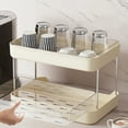 thumbnail image 6 of 2-Tier Cups Mugs Drying Rack with Removable Drain Tray, Multi-Functional Storage Organizer Shelf, Kitchen Countertop Tray for Water Coffee Glass Cup Bowls Food and Seasoning Jar Holder, White, 6 of 9