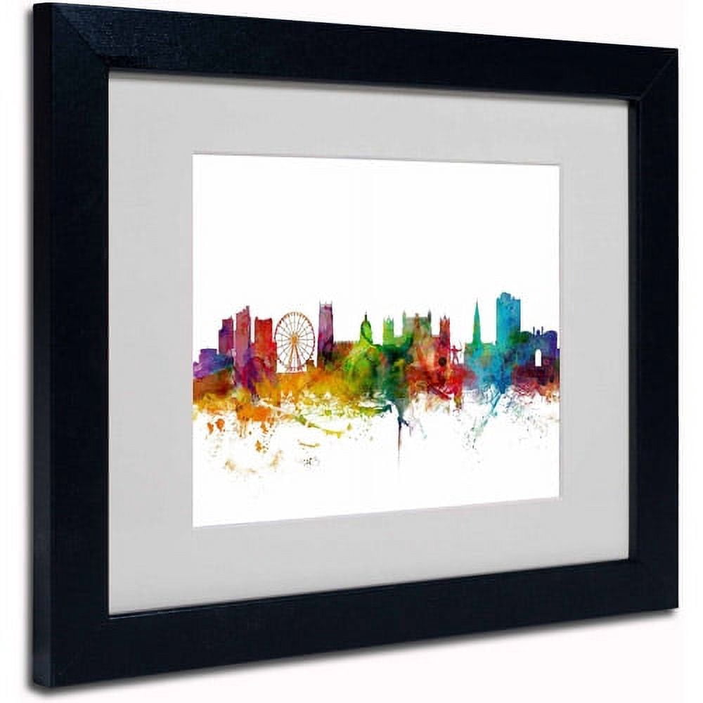 Trademark Fine Art "Nottingham England Skyline II" Canvas Art by Michael Tompsett, Black Frame