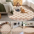 thumbnail image 5 of Orange Floral Round Area Rug 6Ft Washable Circle Rugs for Bathroom Office, Country Boho Ethnic Art Flowers Motifs Non-Slip Carpet Floor Mats Indoor Outdoor Carpet Runner Aesthetic Home Decor, 5 of 8