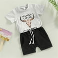 thumbnail image 3 of WIBACKER Toddler Baby Boy Western Cowboy Casual Outfit Short Sleeve Tops + Shorts Set Summer Clothes, 3 of 5