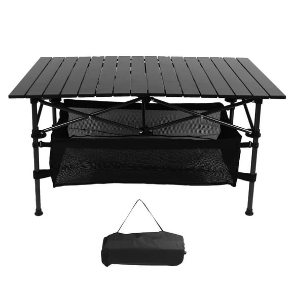 Camping Table with Storage, Outdoor Folding Table, Aluminum Folding Table with Easy Carrying Bag, Portable Lightweight Table for Outdoor,Camping, Beach,Backyard, BBQ, Party, Patio