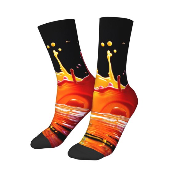 Uemuo Vibrant Color Splash Printed Kids Boys Socks Seamless Crew Socks Crazy Funny Athletic Sport Socks for Children