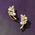 thumbnail image 5 of Ross-Simons 3.5-4mm Cultured Pearl Leaf Ear Climbers With Diamonds in 14kt Yellow Gold, Women's, Adult, 5 of 5