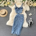 thumbnail image 3 of New 2020 Women’S Chic Set Short Crop Top Cami & High-Waisted Denim Skirt, Perfect For A Stylish Look., 3 of 6