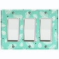 thumbnail image 1 of Metal Light Switch Plate Cover Festive Rosemary Leaves Teal XMS005, 1 of 13