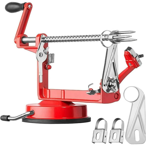 LQQBOX Apple Peeler Slicer Corer with Stainless Steel Blades and Powerful Suction Base for Apples Pears Potatoes(Red)