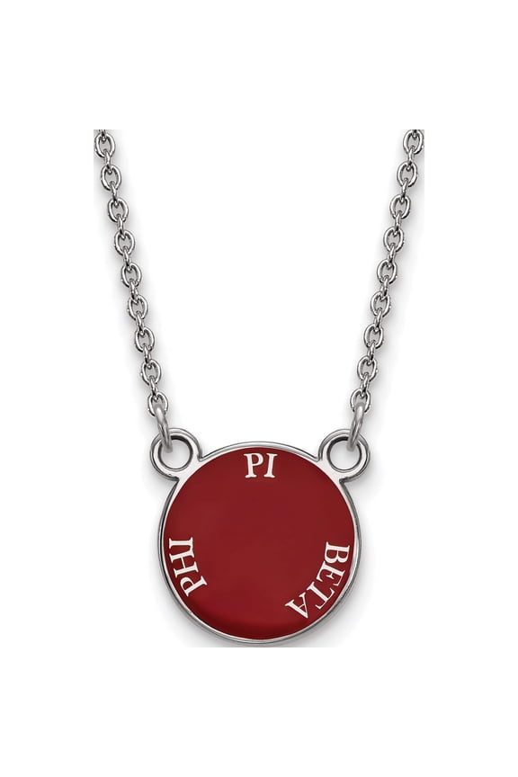 Sterling Silver Rh-Plated Logoart Pi Beta Phi Sm Enl Pend With Necklace (18 X 12) Made In United States ss012pbp-18
