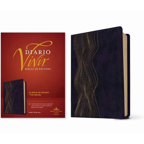 Biblia de Estudio del Diario Vivir Rvr60 (Sentipiel, Morado Oscuro, Letra Roja), (Hardcover)