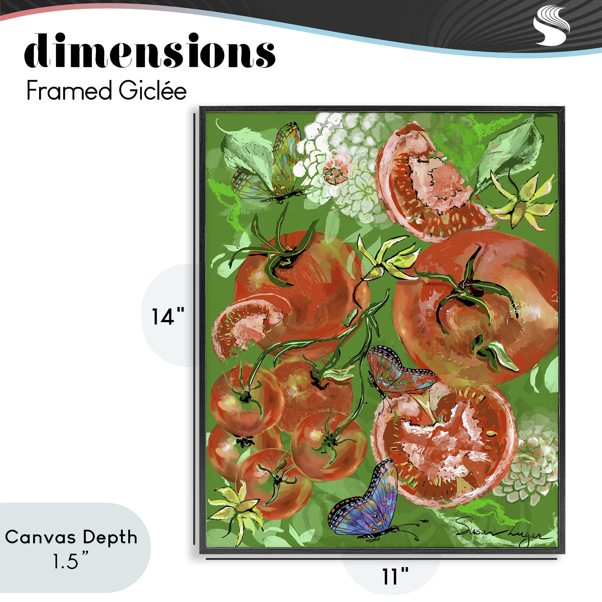 Stupell Industries Tomatoes Swirl Collage Black Framed Giclee Art, design by Susan Lugar