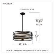 Spiral 3-Light Mystic Black Pendant Light