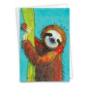 NobleWorks Thank You Greeting Card with 5 x 7 Inch Envelope (1 Card) Wiry Wildlife - Sloth C10324JTYG