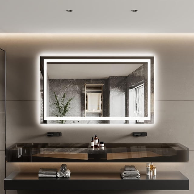 Bingirl LED Bathroom Mirror: Front and Backlit, Anti-Fog, Dimmable, Smart with Memory Function