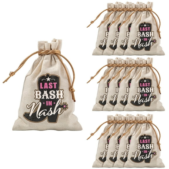 Fun Express 4" x 6" Mini Bachelorette Nash Bash Drawstring Bags - 12 Pieces