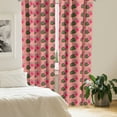 thumbnail image 2 of Ambesonne Tropical Window Curtains, Monsteras Hibiscuses Art, Each 28" W x 95" L, Apple Green Dark Coral, 2 of 4