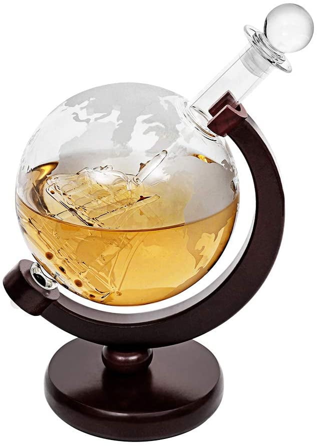 Buy Whiskey Decanter Globe, Etched World Globe Decanter, Liquor