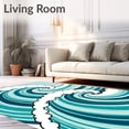 thumbnail image 2 of ODIKA 6'x9' Machine Washable Non-Slip Area Rug, Tidal Surge Wave Crest Bath with Rubber Backing High Traffic Rug with Pad, Blue, 713447, 2 of 8