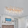 thumbnail image 4 of TICOZE Modern Rectangular Crystal Chandelier, 49.2" Gold Tree Branch Pendant Lighting with 14 Lights Luxury Raindrop Light Pendant Lights for Dining Room Kitchen Living Room(Bulbs Not Included), 4 of 8
