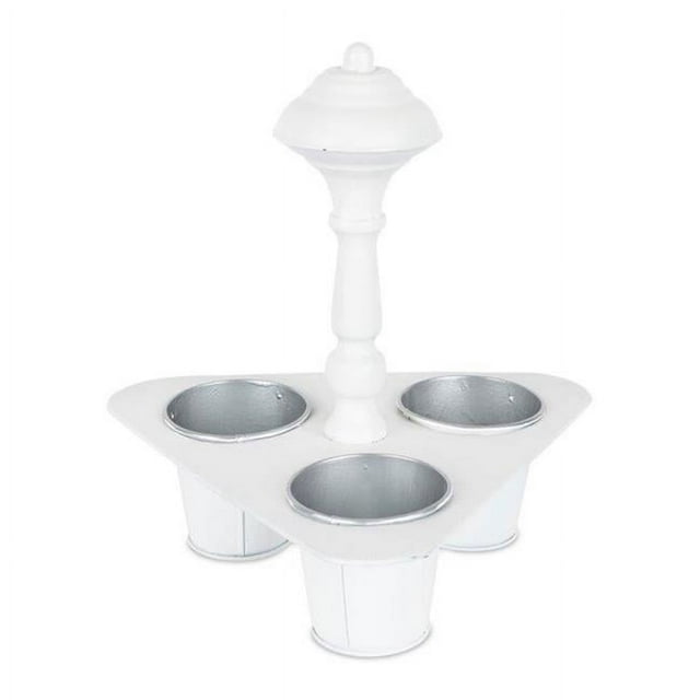 Melrose International 82306DS 11 x 10.25 in. Metal Pot Holder44; White Silver - Set of 2