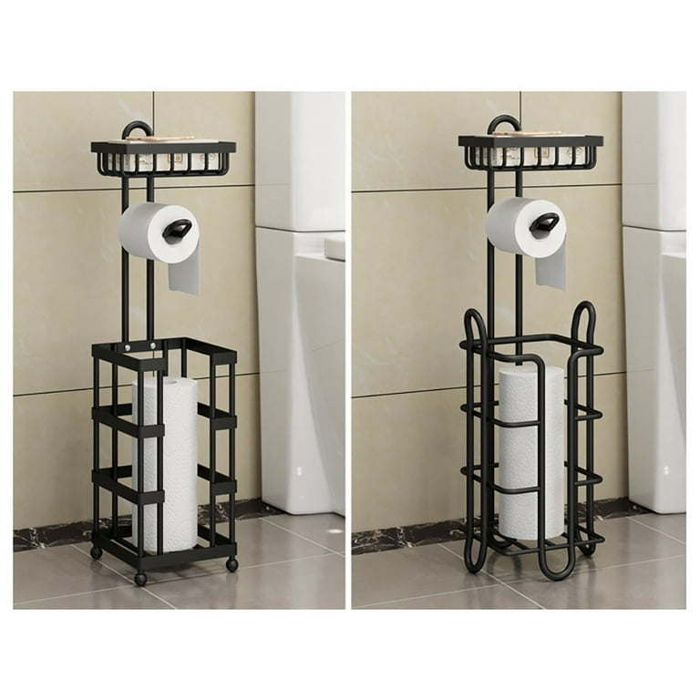 Black Toilet Paper Reserve Holder Bathroom Storage Extra -  in