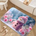 thumbnail image 3 of 1pc Pink Knitted Snowman Absorbent Non-Slip Bathroom Thickened Flannel Rug Decor,Soft,Quick Drying,Suitable For Indoor/outdoor Use,Bathrooms,Bedrooms,Kitchens,Terrace,Laundry Rooms,16"x24", 3 of 9