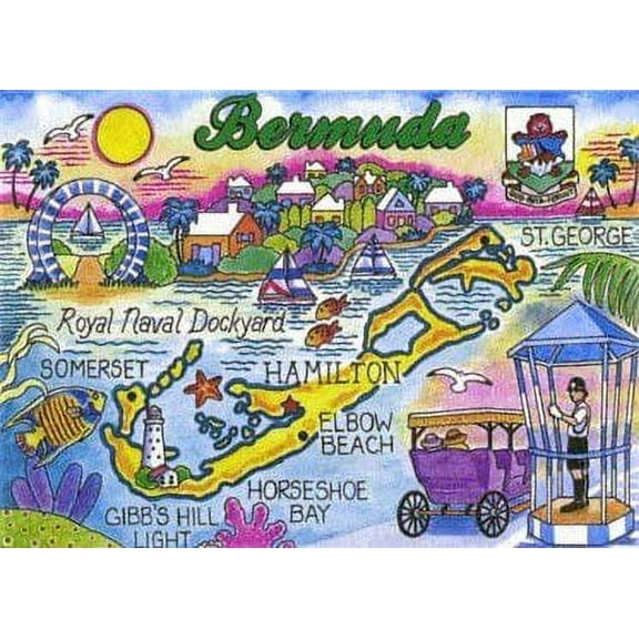 Bermuda Map Caribbean Fridge Collector's Souvenir Magnet 2.5" X 3.5"