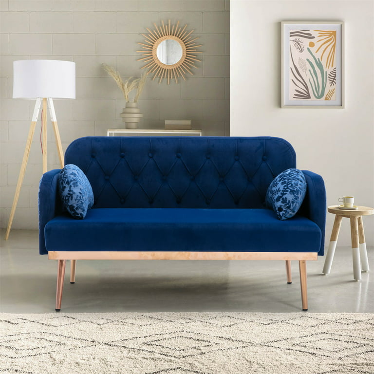 Elegent Velvet Sofa Bed Couch With 2
