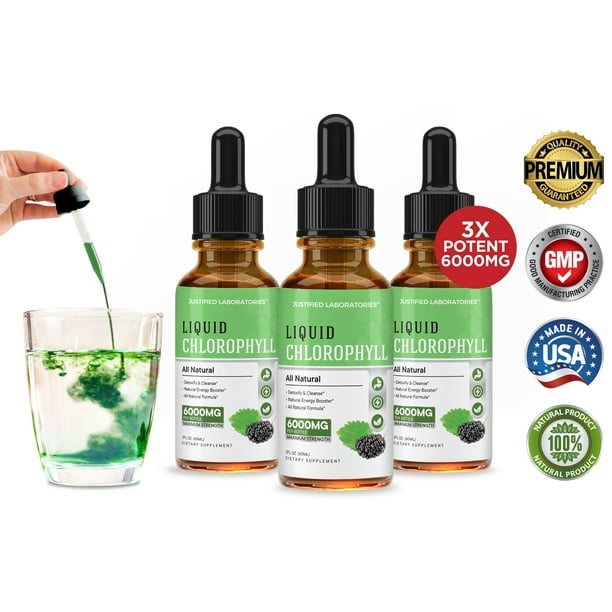 (3 Pack) Liquid Chlorophyll Water Dietary Supplement Drops Extra