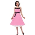 thumbnail image 5 of IBTOM CASTLE Women's Vintage Polka Dot Dress 1950s Halter Retro Cocktail Prom Dress Rockabilly Wedding 50's 60's Party Dress M Pink, 5 of 8