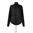 thumbnail image 1 of Chaqueta de Invierno para Mujer, Cálida, de Punto, con Retazos, Acolchada, Informal, de Cuello Alto, Larga y Cremallera Negro XL, 1 of 7