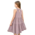 thumbnail image 4 of Abcomgle Girls Summer Dress Kids Casual Halter Neck Sleeveless Midi Dress Plaid A-line Sundresses Flare Swing Skirt 7-8 Years,Light Purple, 4 of 7