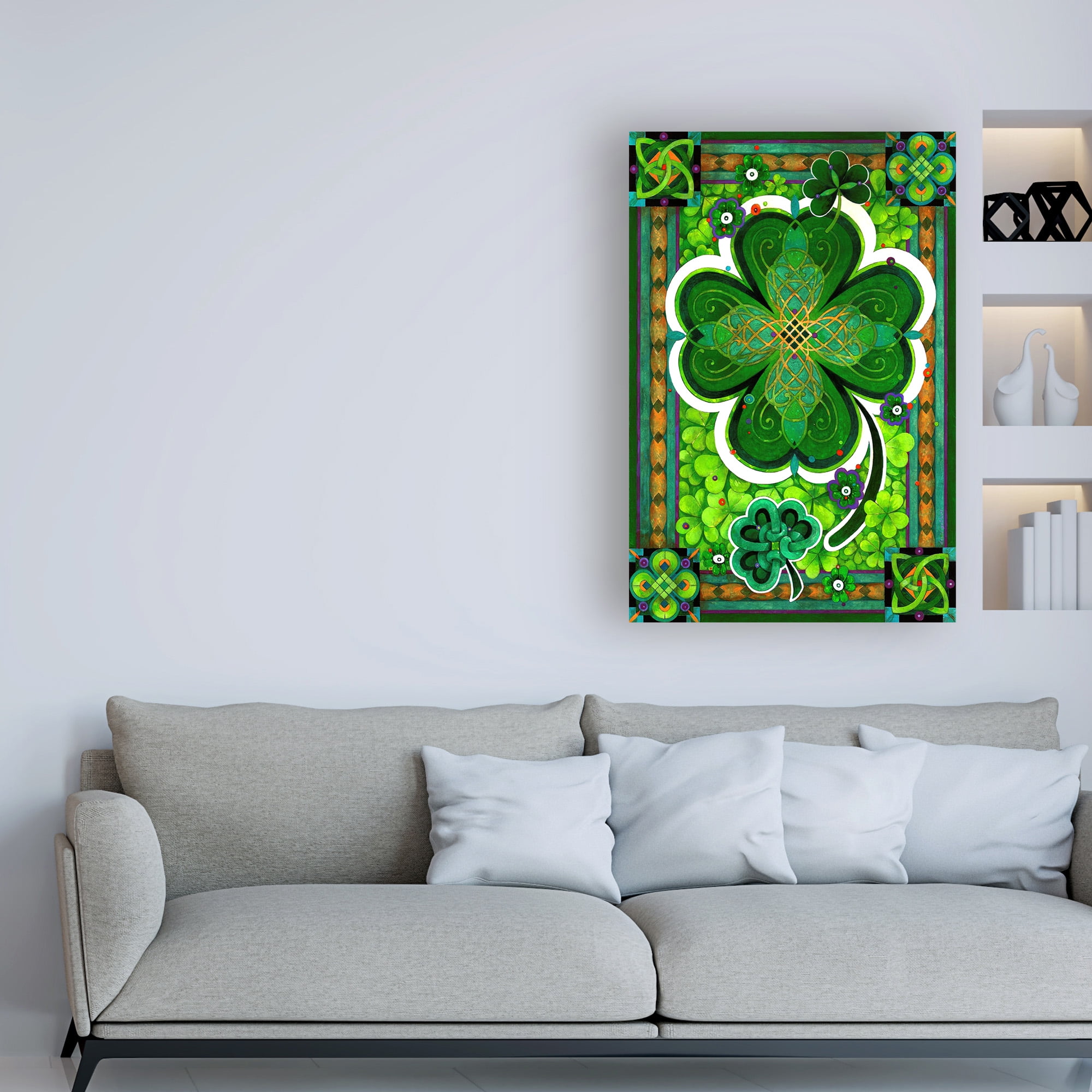 Trademark Fine Art 'Shamrocks Celtic Frame' Canvas Art by David Galchutt